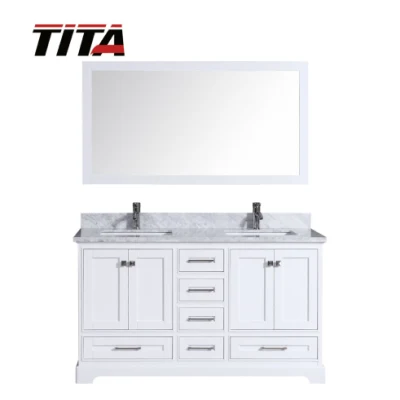 Mueble de tocador de baño de madera maciza T9311-60W